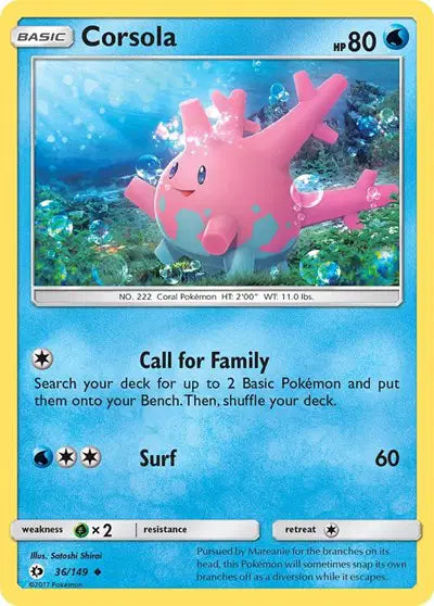 Near Mint 2017 Corsola – Sun and Moon Base Set #36