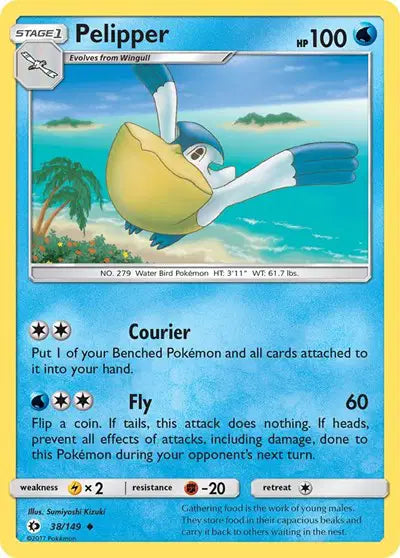 Near Mint 2017 Pelipper – Sun and Moon Base Set #38