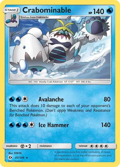 Near Mint 2025 Crabominable - Sun and Moon Base Set #43