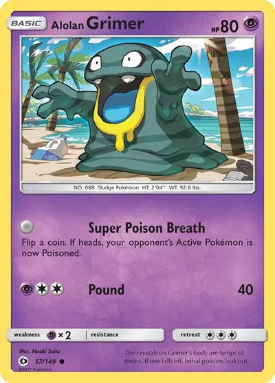 Near Mint 2017 Alolan Grimer – Sun and Moon Base Set #57