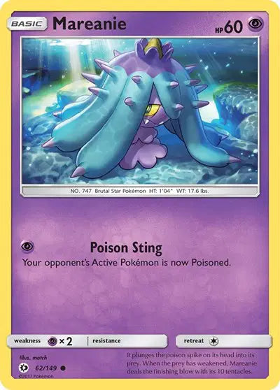 Near Mint 2017 Mareanie – Sun and Moon Base Set #62