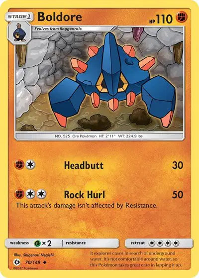 Near Mint 2017 Boldore – Sun and Moon Base Set #70