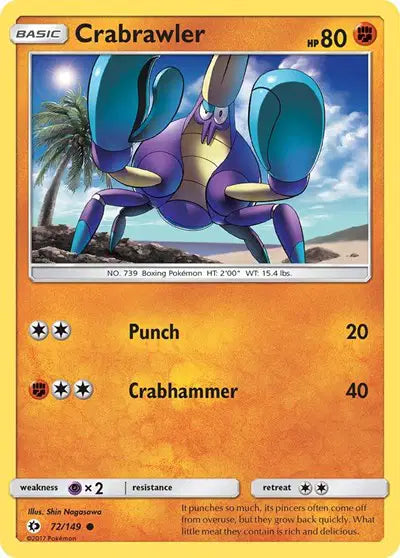 Near Mint 2017 Crabrawler – Sun and Moon Base Set #72