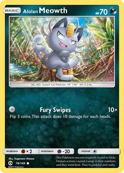 Near Mint 2017 Alolan Meowth – Sun and Moon Base Set #78
