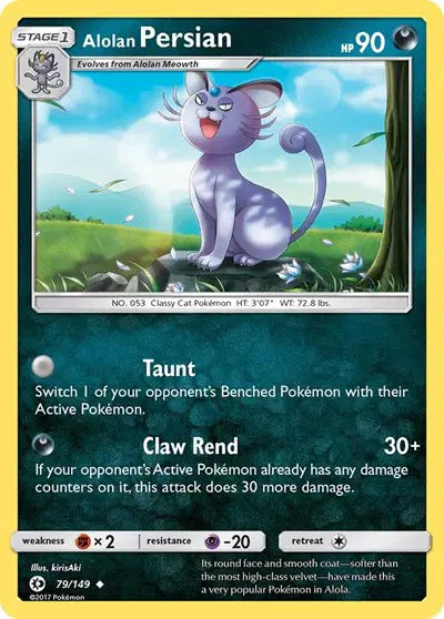 Near Mint 2017 Alolan Persian – Sun and Moon Base Set #79