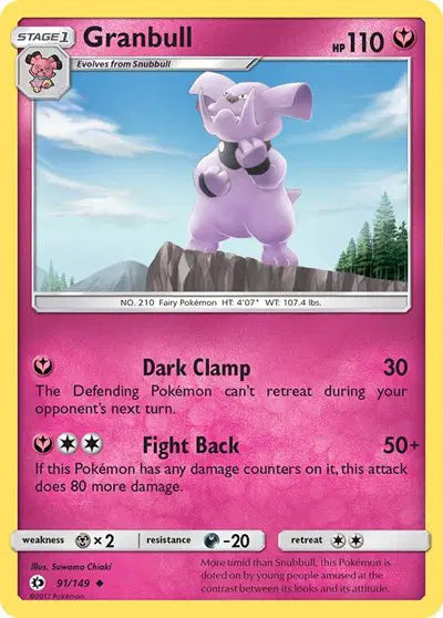 Near Mint 2017 Granbull– Sun and Moon Base Set #91