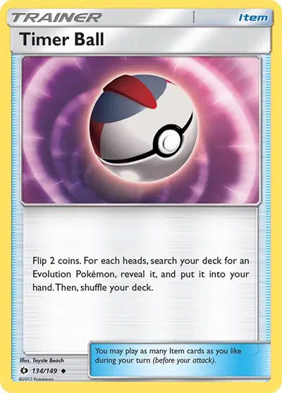 Near Mint 2017 Pokémon Timer Ball – Sun and Moon Base Set #134/149