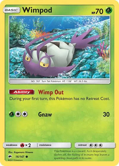 Near Mint 2017 Pokemon Wimpod - Sun and Moon Burning Shadows #16/147