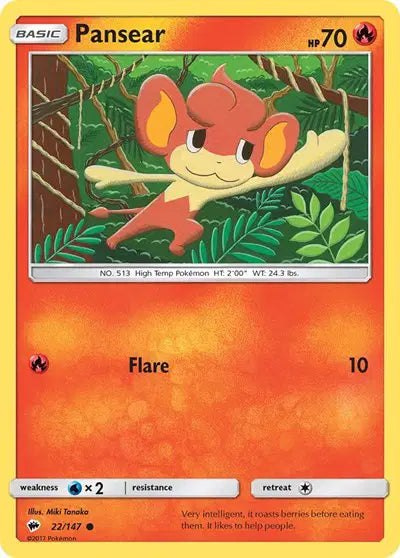 Near Mint 2017 Pokemon Pansear - Sun and Moon Burning Shadows #27/147