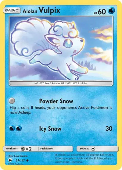 Near Mint 2017 Pokemon Alolan Vulpix - Sun and Moon Burning Shadows #27/147