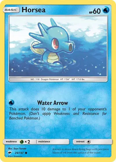 Near Mint 2017 Pokemon Horsea - Sun and Moon Burning Shadows #29/147