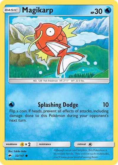 Near Mint 2017 Pokemon Magikarp - Sun and Moon Burning Shadows #32/147