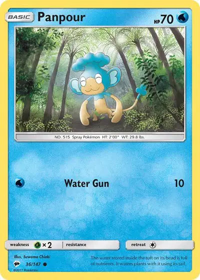Near Mint 2017 Pokemon  Panpour - Sun and Moon Burning Shadows #36/147
