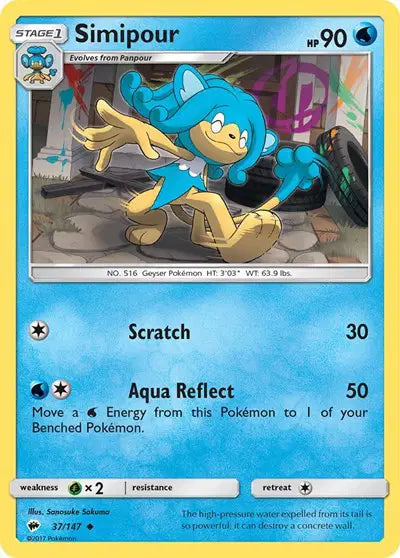 Near Mint 2017 Pokemon Simipour - Sun and Moon Burning Shadows #37/147