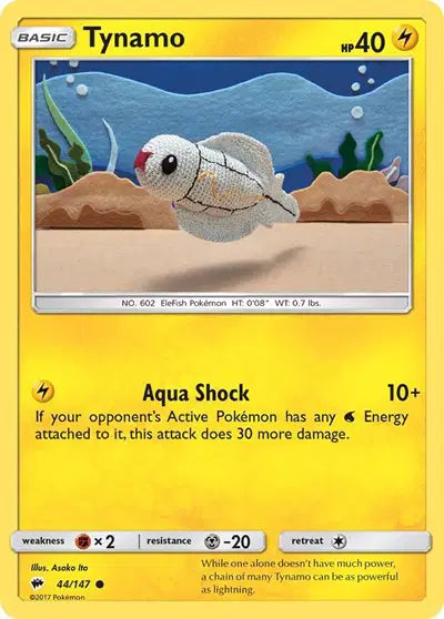 Near Mint 2017 Pokemon Tynamo - Sun and Moon Burning Shadows #44/147