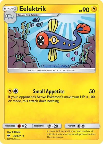 Near Mint 2017 Pokemon Eelektrik - Sun and Moon Burning Shadows #45/147
