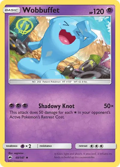 Near Mint 2017 Pokemon Wobbuffet - Sun and Moon Burning Shadows #49/147
