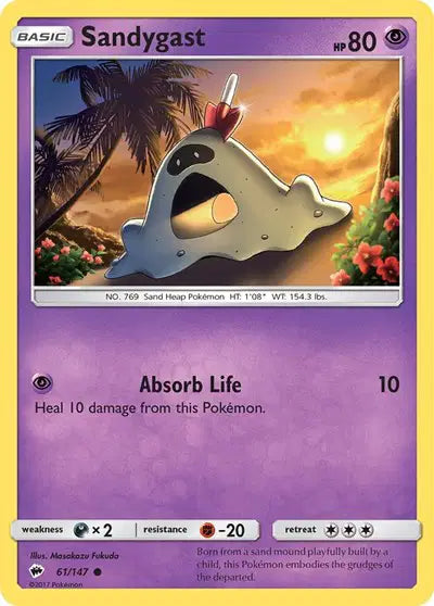 Near Mint 2017 Pokemon Sandygast - Sun and Moon Burning Shadows #61/147