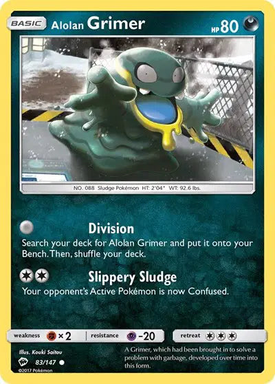 Near Mint 2017 Pokemon Alolan Grimer - Sun and Moon Burning Shadows #83/147