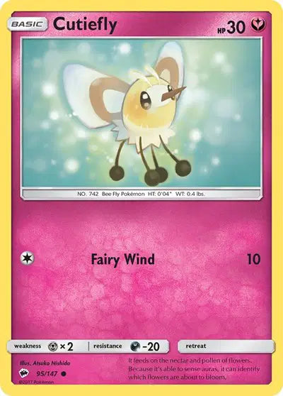 Near Mint 2017 Pokemon Cutiefly - Sun and Moon Burning Shadows #95/147