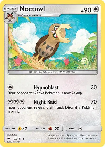 Near Mint 2017 Pokemon Noctowl – Sun and Moon Burning Shadows #107/147