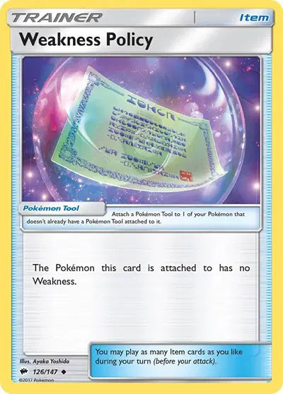 Near Mint 2017 Pokemon  Weakness Policy   –  Sun and Moon Burning Shadows #126/147