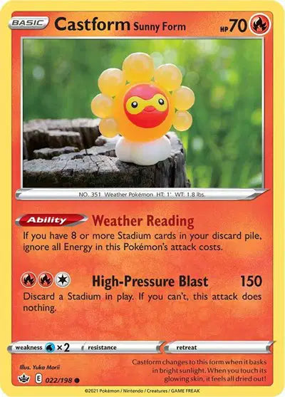 Near Mint 2021 Pokemon Castform Sunny Form – Chilling Reign #022/198