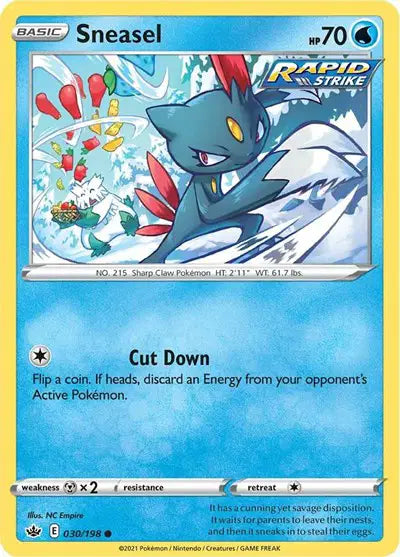 Near Mint 2021 Pokemon Sneasel – Chilling Reign #030/198