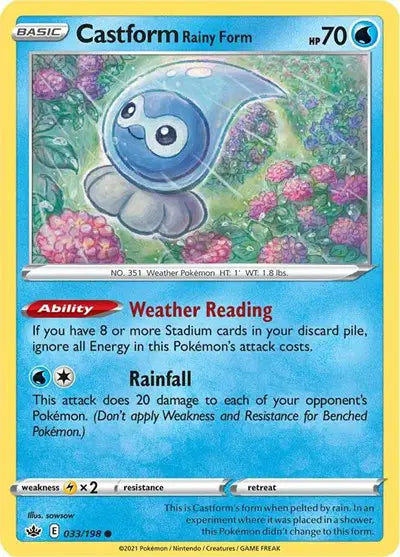 Near Mint 2021 Pokemon Castform Rainy Form – Chilling Reign #033/198