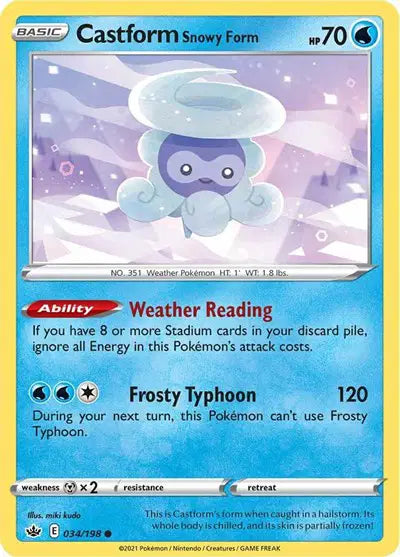 Near Mint 2021 Pokemon Castform Snowy Form – Chilling Reign #034/198