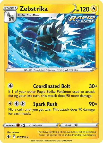Near Mint 2021 Pokemon Zebstrika – Chilling Reign #051/198