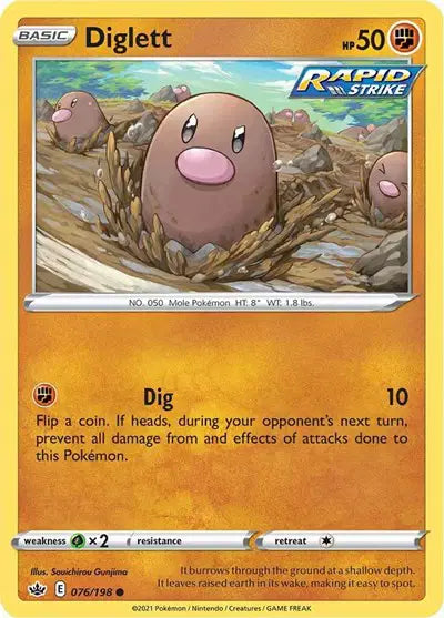 Near Mint 2021 Pokemon Diglett – Chilling Reign #076/198