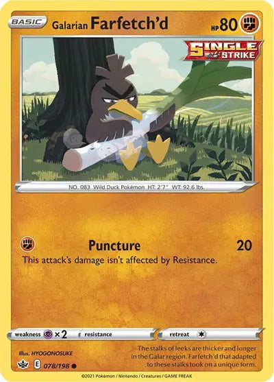 Near Mint 2021 Pokemon Galarian Farfetch'd – Chilling Reign #078/198