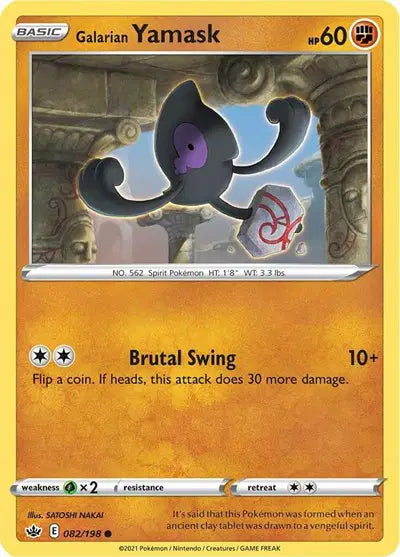 Near Mint 2021 Pokemon Galarian Yamask – Chilling Reign #082/198