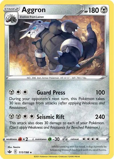 Near Mint 2021 Pokemon Aggron – Chilling Reign #111/198