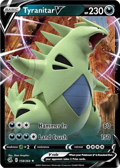 Near Mint 2021 Pokémon Tyranitar V Ultra Rare – Fusion Strike #158/264