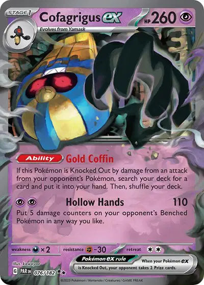 Near Mint 2023 Pokémon Cofagrigus ex – Paradox Rift #076/182