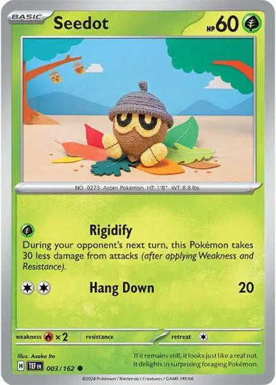 Near Mint 2024 Pokémon Seedot – Temporal Forces #003/162 | Basic Grass-Type TCG Card