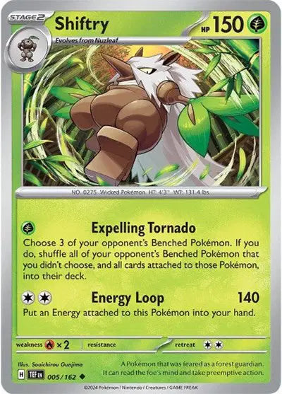 Near Mint 2024 Pokémon Shiftry – Temporal Forces #005/162 | Stage 2 Grass-Type TCG Card