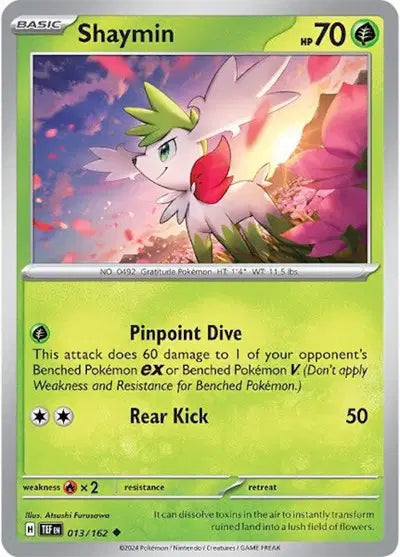 Near Mint 2024 Pokémon Shaymin – Temporal Forces #013/162 | Basic Grass-Type TCG Card