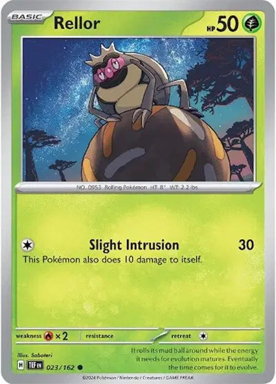 Near Mint 2024 Pokémon Rellor – Temporal Forces #023/162 | Basic Grass-Type TCG Card
