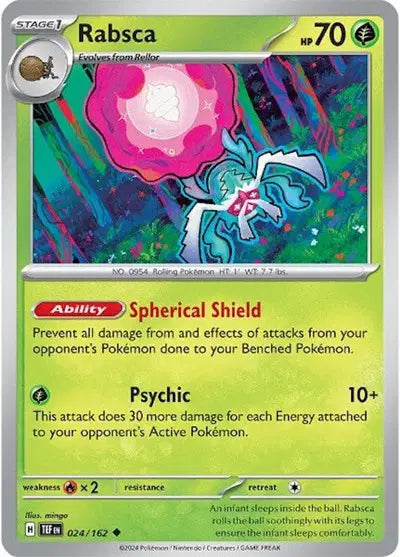 Near Mint 2024 Pokémon Rabsca – Temporal Forces #024/162 | Stage 1 Grass-Type TCG Card