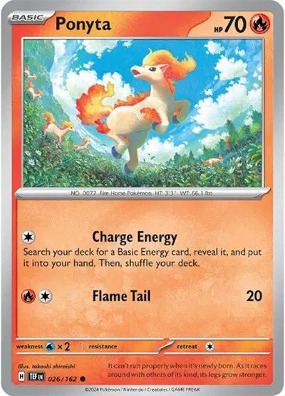 Near Mint 2024 Pokémon Ponyta – Temporal Forces #026/162 | Basic Fire-Type TCG Card