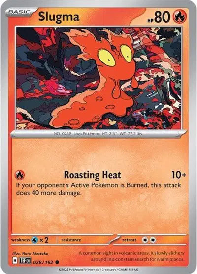 Near Mint 2024 Pokémon Slugma – Temporal Forces #028/162 | Basic Fire-Type TCG Card