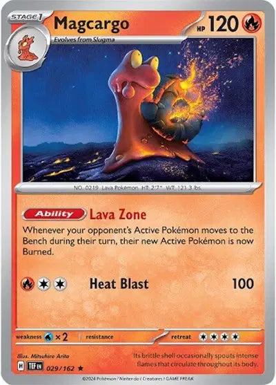 Near Mint 2024 Pokémon Magcargo Holofoil – Temporal Forces #029/162 | Stage 1 Fire-Type TCG Card
