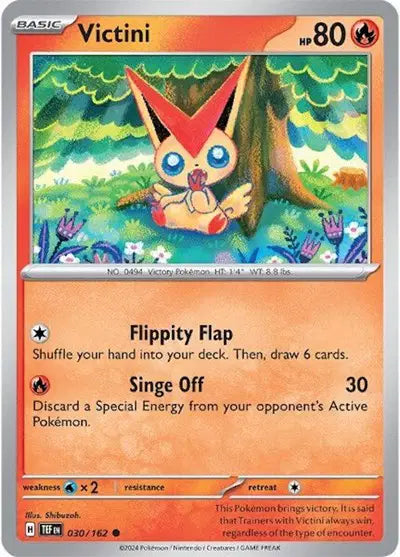 Near Mint 2024 Pokémon Victini – Temporal Forces #030/162 | Basic Fire-Type TCG Card