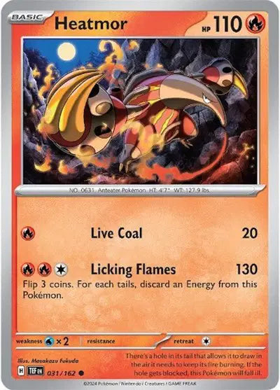 Near Mint 2024 Pokémon Heatmor – Temporal Forces #031/162 | Basic Fire-Type TCG Card