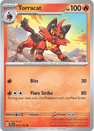 Near Mint 2024 Pokémon Torracat – Temporal Forces #033/162 | Stage 1 Fire-Type TCG Card