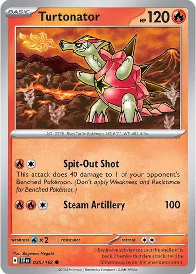 Near Mint 2024 Pokémon Turtonator – Temporal Forces #035/162 | Fire-Type Basic TCG Card