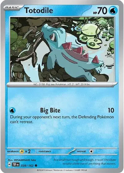 Near Mint 2024 Pokémon Totodile – Temporal Forces #039/162 | Basic Water-Type TCG Card